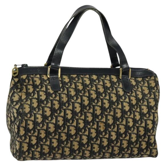 DIOR Trotter Canvas Hand Bag Navy Gold - Picture 1 of 11
